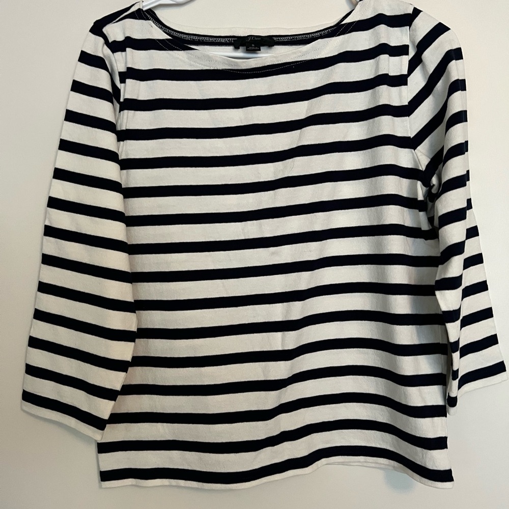 J. Crew Black and White Striped Blouse